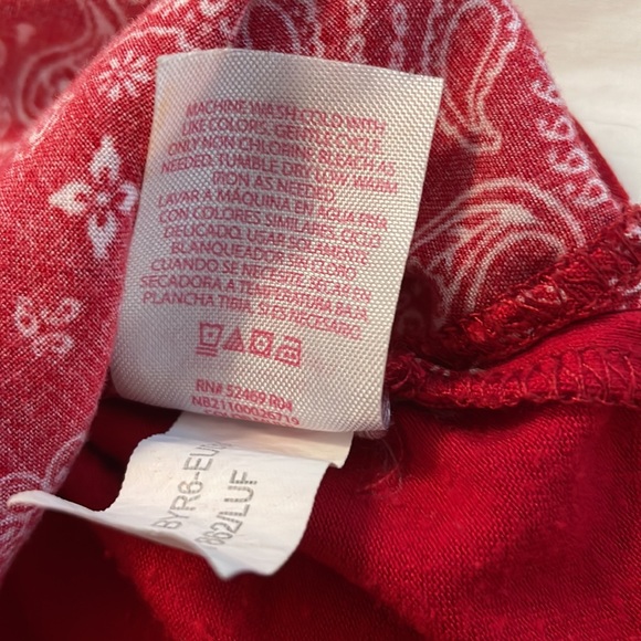 No Boundaries S / C 3 - 5 red cuffed short sleeve button down shirt blouse - Picture 7 of 8